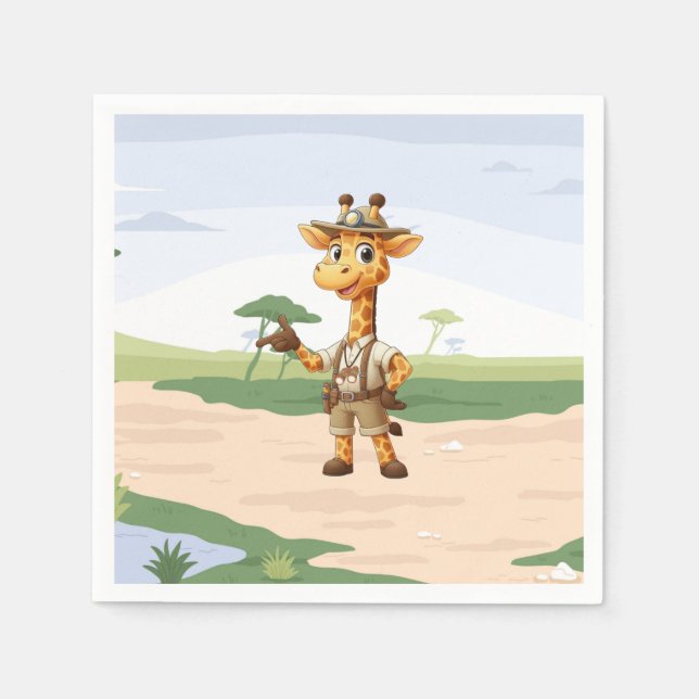Süße Explorer-Giraffe auf Safari Serviette (Vorderseite)