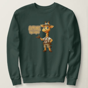 Süße Explorer-Giraffe auf Safari Sweatshirt