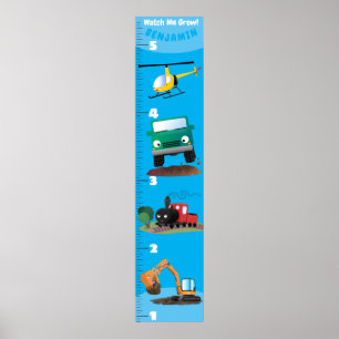 Süße Fahrzeuge Cartoon-Wachstumsdiagramm Poster