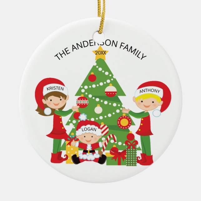 Süße Familie der personalisierten Verzierung des Keramik Ornament (Vorne)