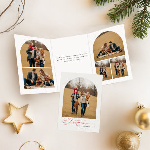 Süße Familienfoto-Collage Frohe Weihnachten Dreifach Gefaltete Karte