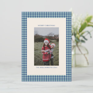 Süße Familienfoto Teal Blau Gingham Weihnachten