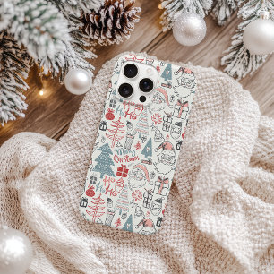 Süße fantasievolle Santa-Weihnachtsbaum-Muster Ros Case-Mate iPhone Hülle