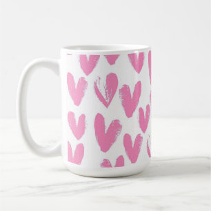 Süße fantastische rosa Herzen auf weißem Hintergru Kaffeetasse