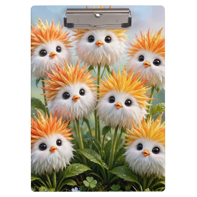 Süße Fantasy-Küken-Blumen-Garten  Klemmbrett (Vorderseite)