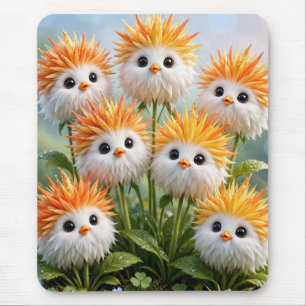 Süße Fantasy-Küken-Blumen-Garten Mousepad
