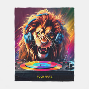 Süße Fantasy-Löwe-DJ-Vinyl Fleecedecke