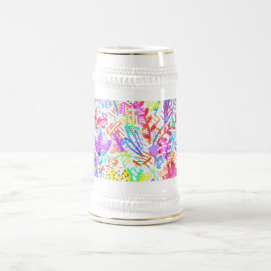 Süße farbenfrohe abstrakte Blumenmuster Bierglas
