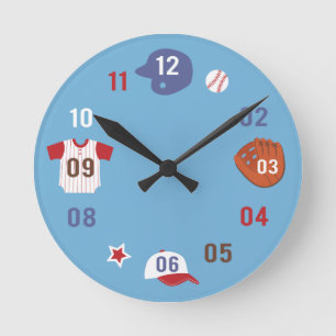 Süße farbenfrohe Baseball-Themen-Jungen-Zimmer Runde Wanduhr