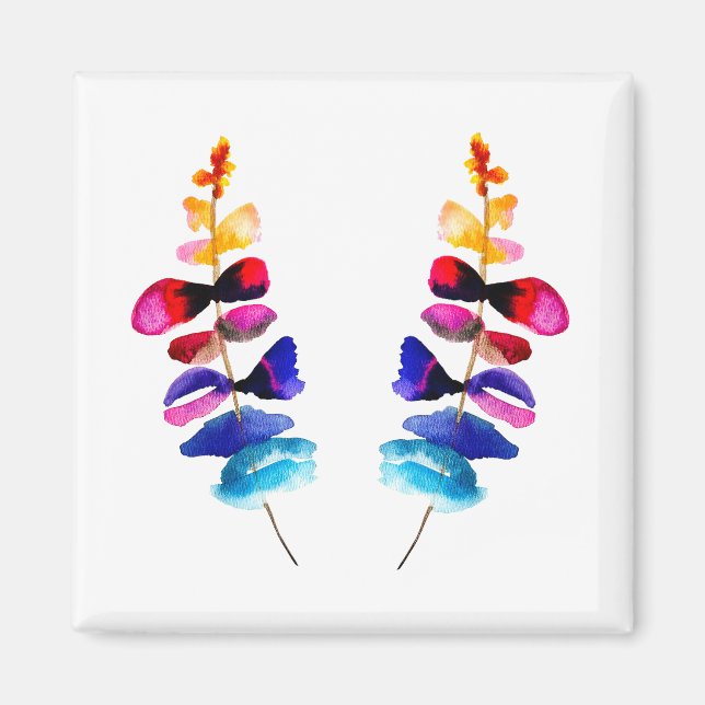 Süße farbenfrohe Blätter Aquarell Magnet (Vorne)
