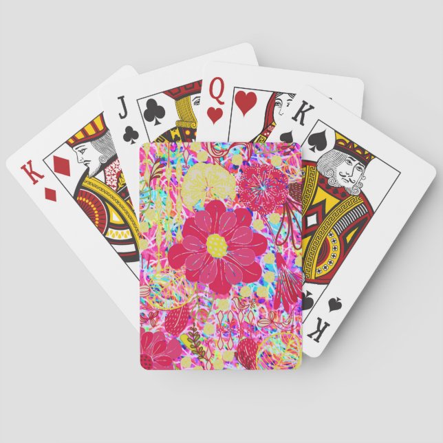 Süße farbenfrohe helle Blumen Spielkarten (Rückseite)