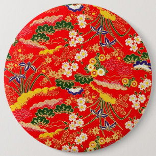 Süße farbenfrohe japanische Blumenmuster Button