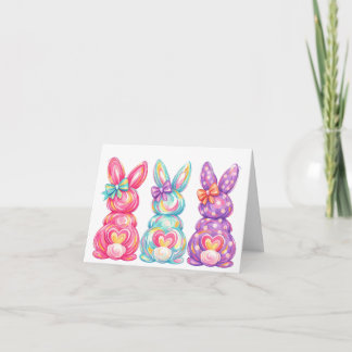 Süße farbenfrohe Kaninchen Osterkarte Dankeskarte