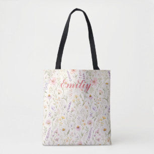Süße farbenfrohe Pastell-Wasserfarben-Blumen mit i Tasche