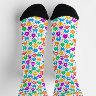 Süße farbenfrohe pixelige Monster Muster Socken