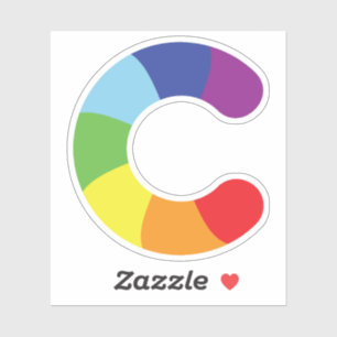 Süße farbenfrohe Regenbogen-Alphabet C Aufkleber