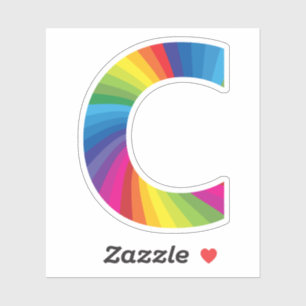 Süße farbenfrohe Regenbogen-Alphabet C Aufkleber