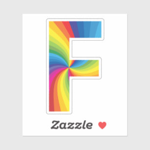 Süße farbenfrohe Regenbogen-Alphabet F Aufkleber