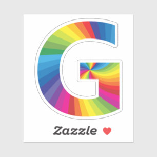 Süße farbenfrohe Regenbogen-Alphabet G Aufkleber