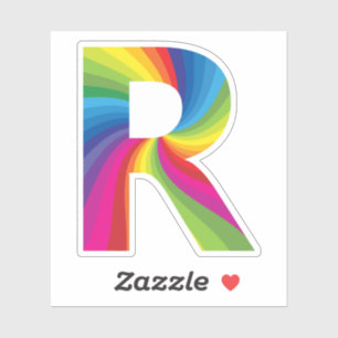 Süße farbenfrohe Regenbogen-Alphabet R Aufkleber