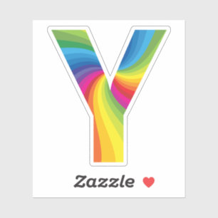 Süße farbenfrohe Regenbogen-Alphabet Y Aufkleber