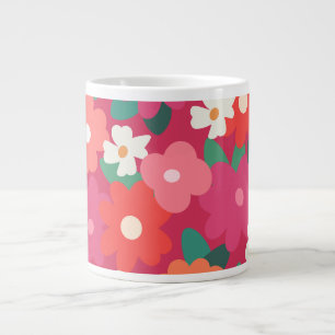 Süße farbenfrohe Retro-Blumen Jumbo-Tasse
