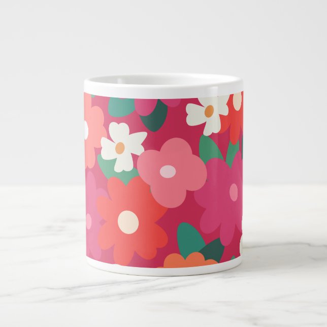 Süße farbenfrohe Retro-Blumen         Jumbo-Tasse (Vorderseite)