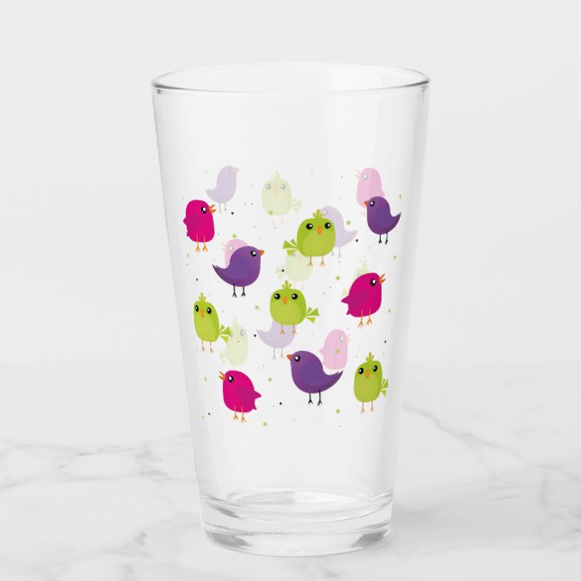 Süße farbenfrohe Vögel  Glas (Vorderseite)