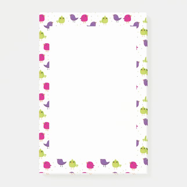 Süße farbenfrohe Vögel  Post-it Klebezettel (Vorderseite)