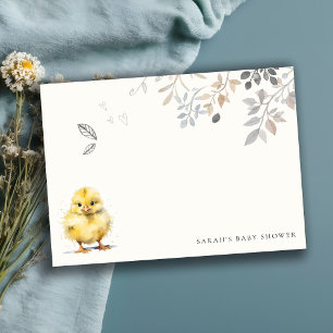 Süße Farmküken-Wasserfarben-Blumen-Baby-Party Mitteilungskarte