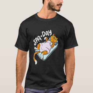 Süße faul Katze Spa-Tag Wellness Katzenhalter T-Shirt