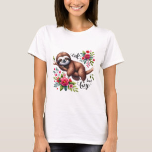 Süße faule Faultier Blumen T-Shirt