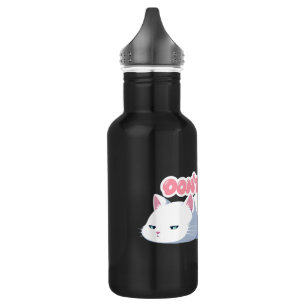 Süße faule weiße Katze Kawaii Anime-Illustration Edelstahlflasche