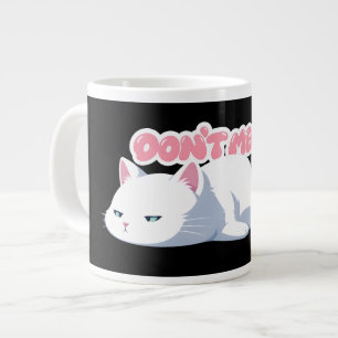 Süße faule weiße Katze Kawaii Anime-Illustration Jumbo-Tasse