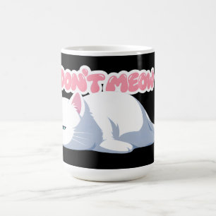 Süße faule weiße Katze Kawaii Anime-Illustration Kaffeetasse