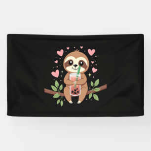Süße Faultier-Boba-Blasen-Milchtee-Kawaii-Frauen-M Banner