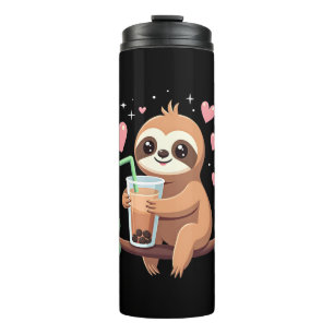 Süße Faultier-Boba-Blasen-Milchtee Kawaii Frauen M Thermosbecher