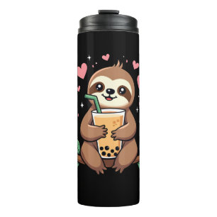 Süße Faultier-Boba-Blasen-Milchtee-Kawaii-Frauen-M Thermosbecher