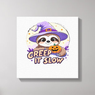 Süße Faultier-Halloween-Shirts � Lustiges Creep It Leinwanddruck