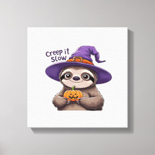 Süße Faultier Hexe Halloween-Shirt � Creep It Slow Leinwanddruck