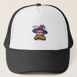 Süße Faultier Hexe Halloween-Shirt � Kriech es lan Truckerkappe