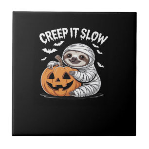 Süße Faultierliebhaber Lustiger Halloween-Kürbis E Fliese