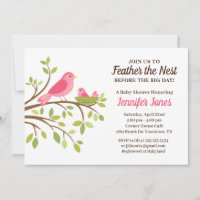 Süße Feder das Nest Rosa Baby Shower Einladung
