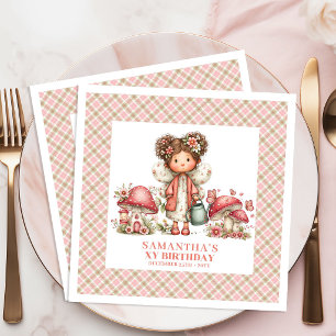Süße Fee 1. Geburtstag Whimsical Rosa Papier Serviette