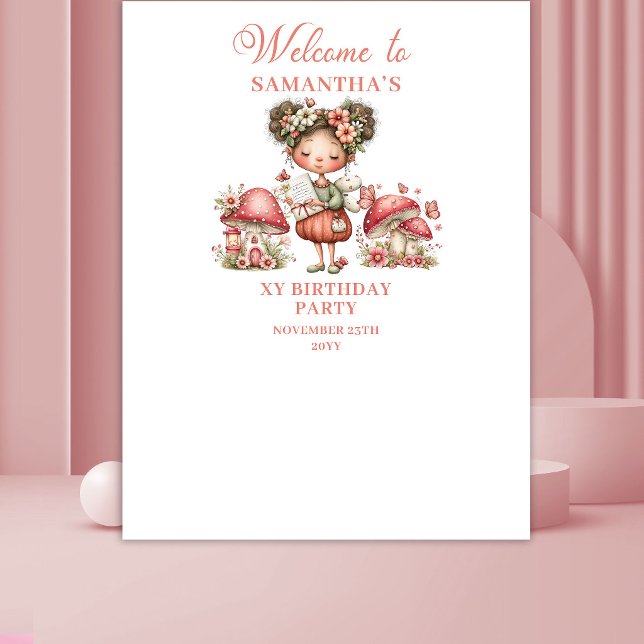 Süße Fee 8. Geburtstag Blumenbanner Wandteppich (Cute Fairy 8th Birthday Floral Banner)