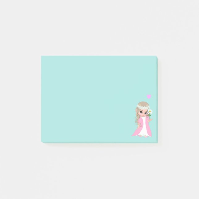 Süße Fee auf Hellblau Post-it Klebezettel (Vorderseite)