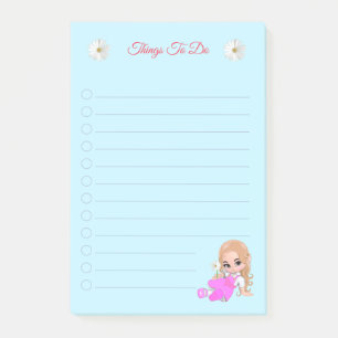 Süße Fee & Gänseblümchen auf Hellblau Post-it Klebezettel