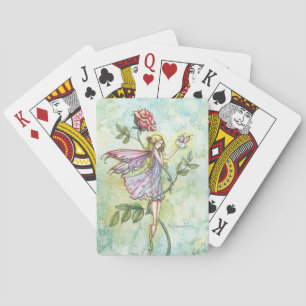 Süße Fee mit Hase und Rose Spielkarten