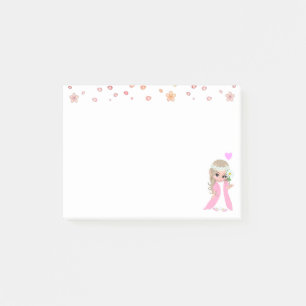 Süße Fee und Blumen auf Weiß Post-it Klebezettel