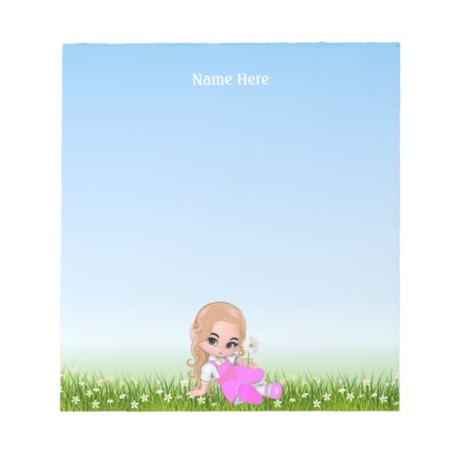 Süße Fee und Blumen Notizblock (Vorderseite)